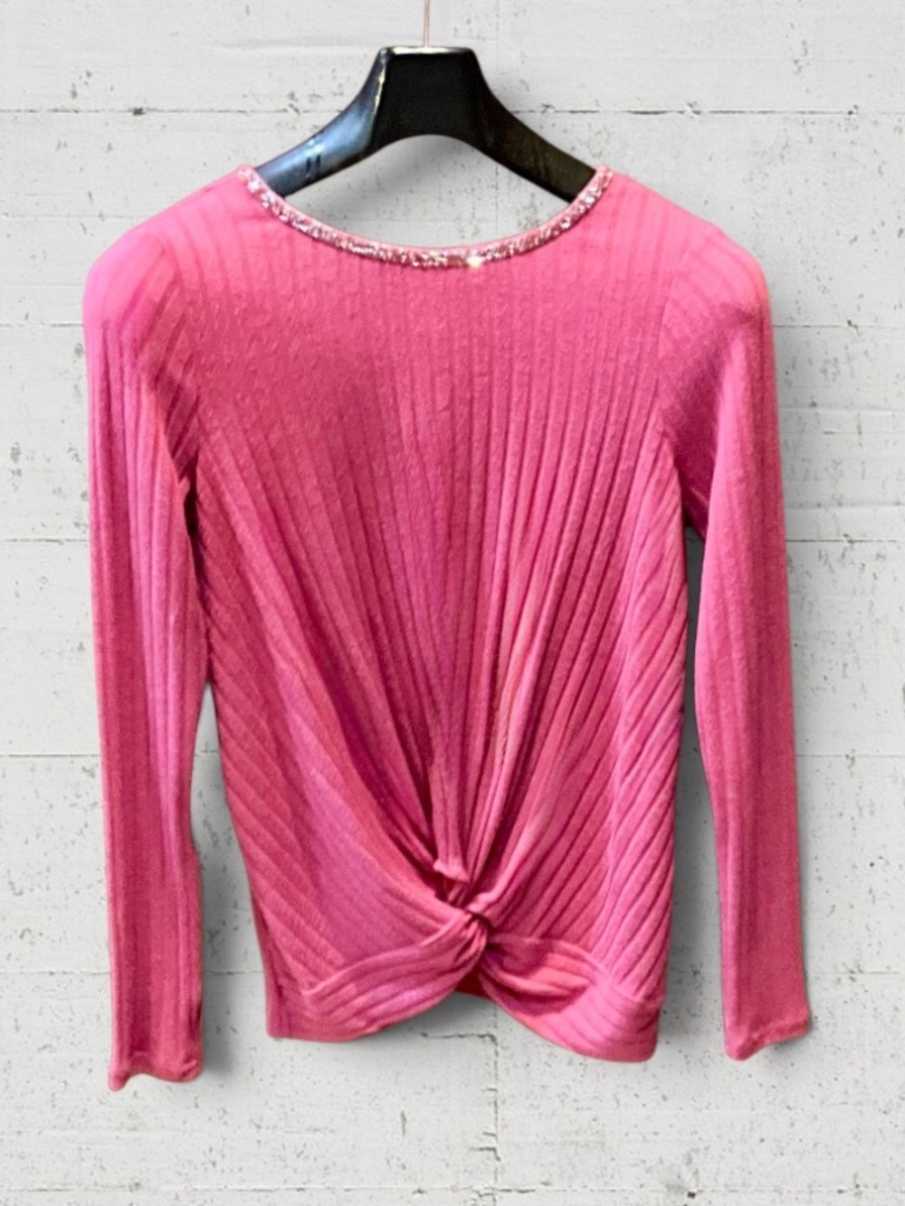 Juicy Couture Pink Embellished Knotted Sweater and Tie Back Sz S. NWOT